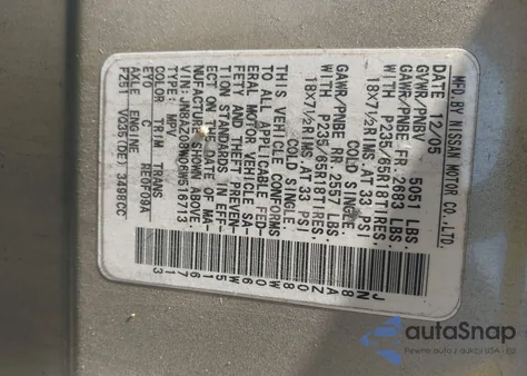 2006 Nissan Murano S from USA, damaged, VIN JN8AZ08W06W516713